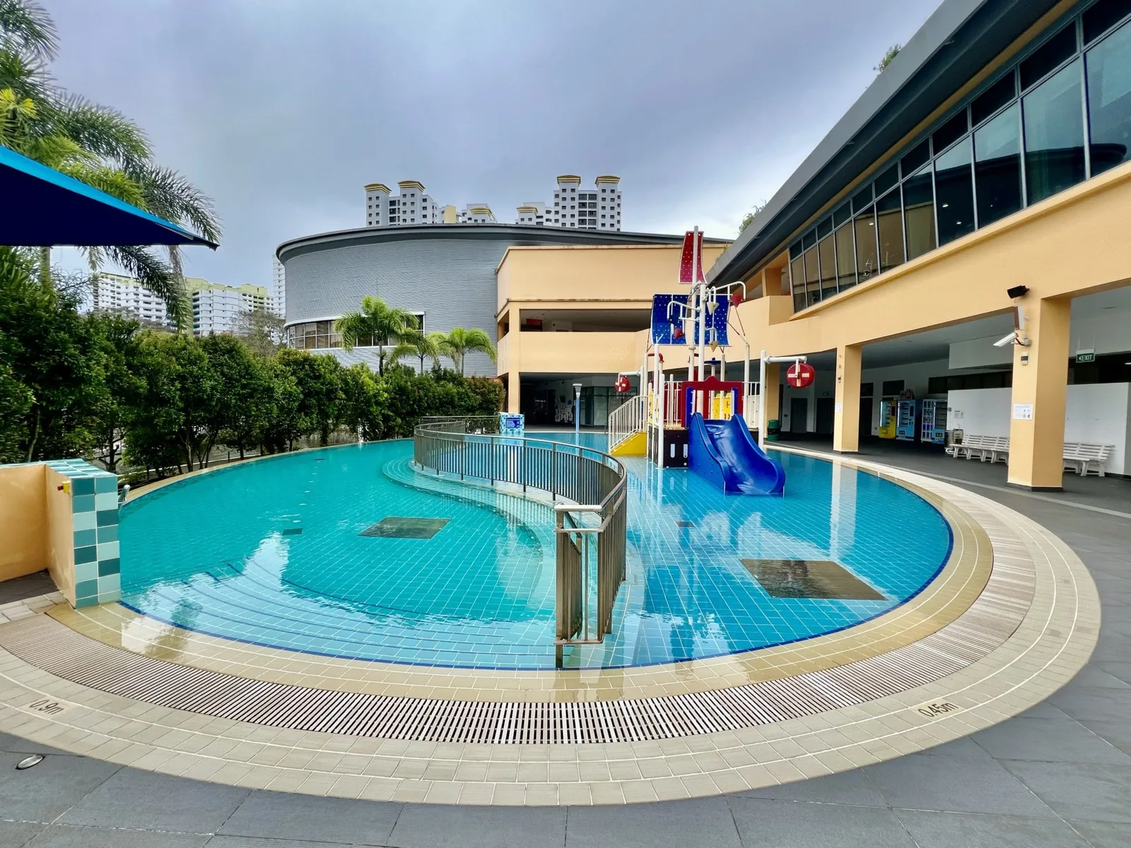 Tetrahedral geometric architecture at Senja-Cashew Swimming Complex in Bukit Panjang